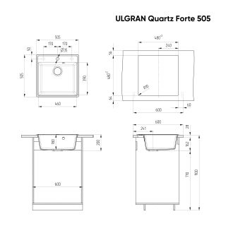 Кухонная мойка Ulgran Quartz Forte 505-05 бетон